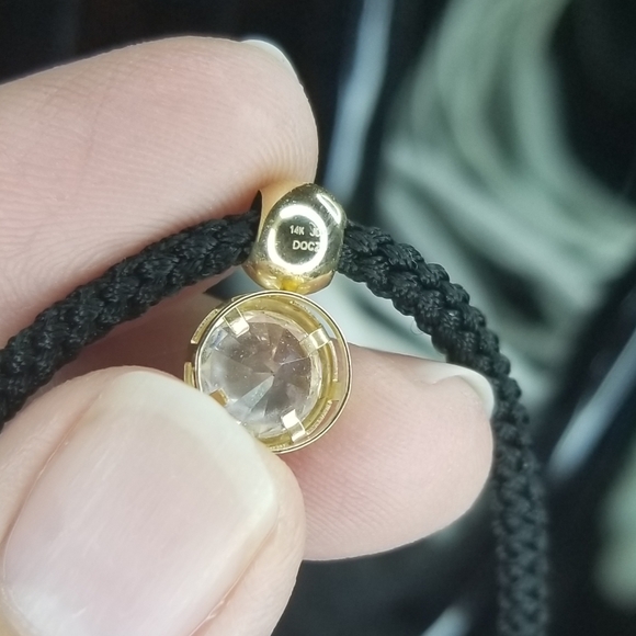 14KT CZ black cord necklace - Picture 6 of 7